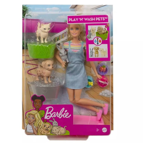 Barbie | Play 'N Wash Pets | Doll & Playset w/ 3 Color-Change Animals & 10 Accs - Picture 6 of 6
